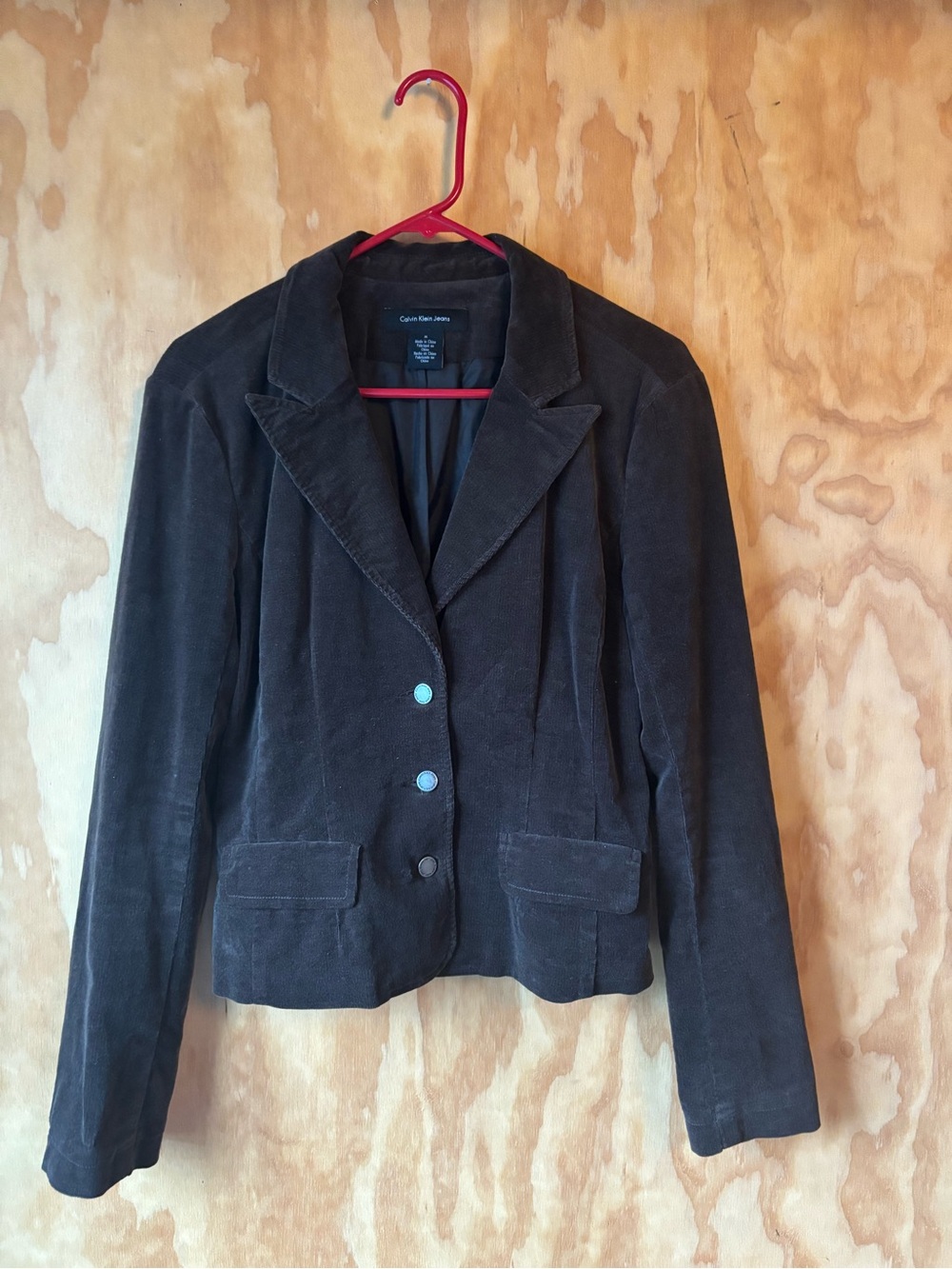 Calvin Klein Women’s Brown Corduroy Blazer Jacket Medium Fall Dark Academia